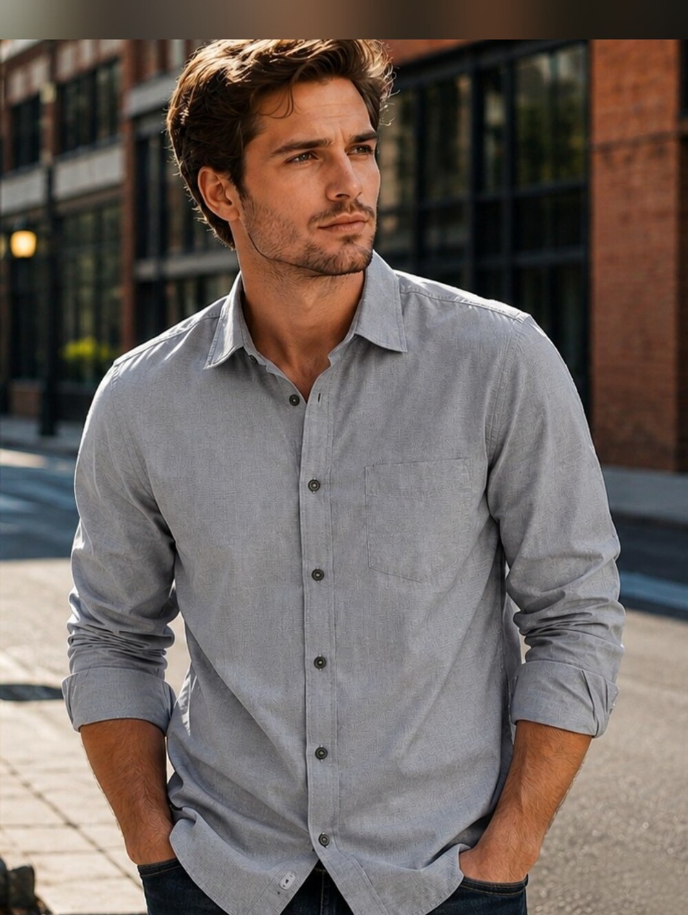Merona Men's Gray Button-Up Dress Shirt – Size Small